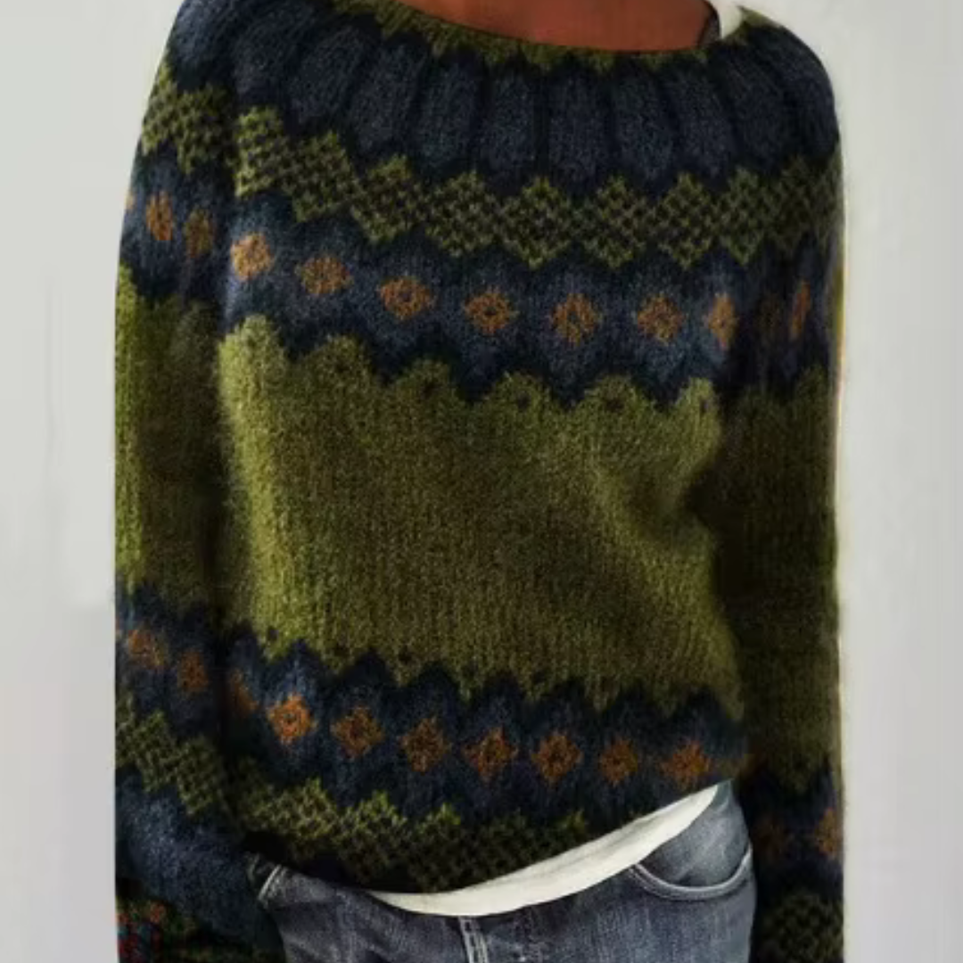 Giulia – Pull confortable - vert/bleu