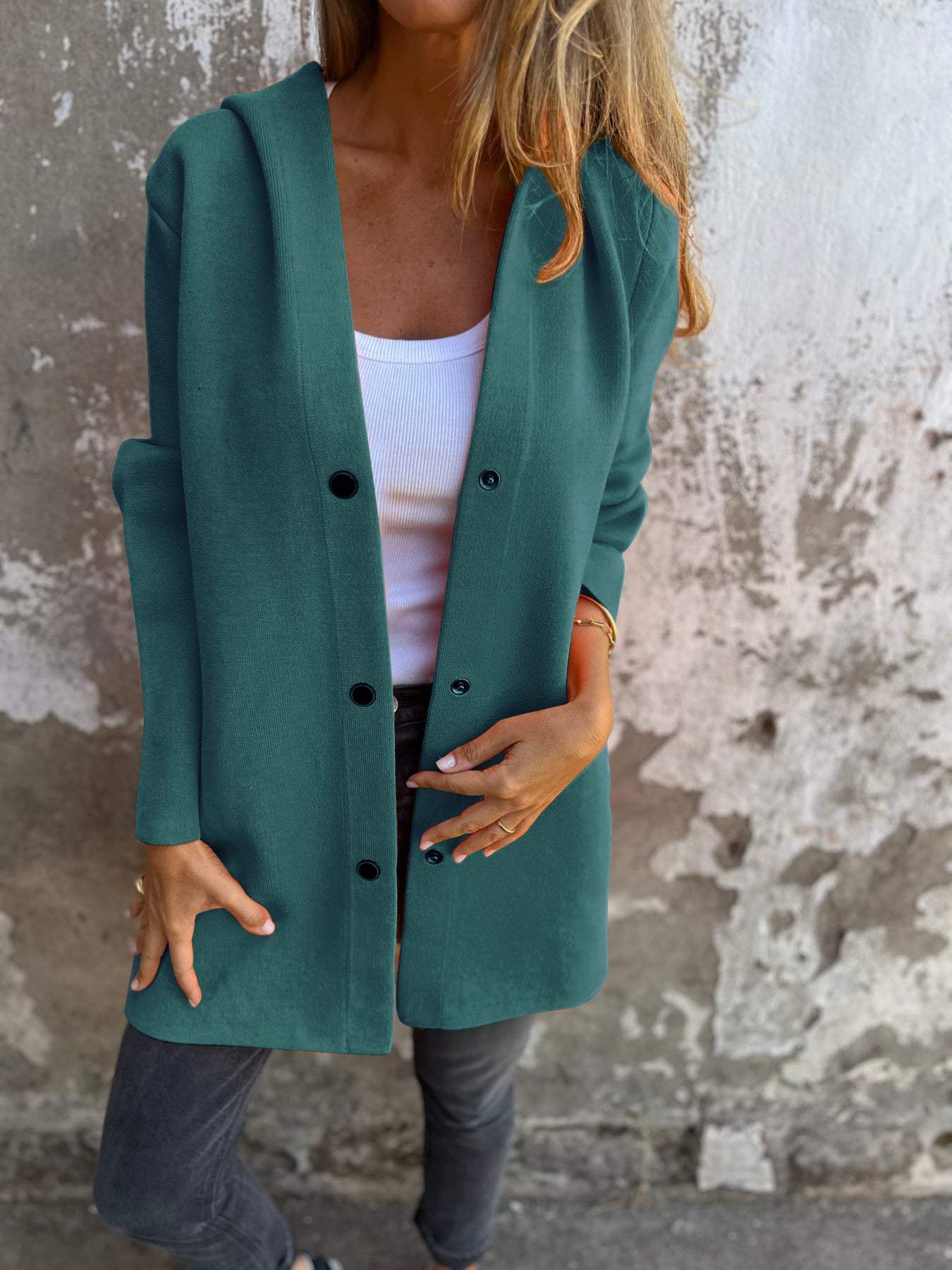 Appolinia™ | Cardigan avec Boutons et Capuche
