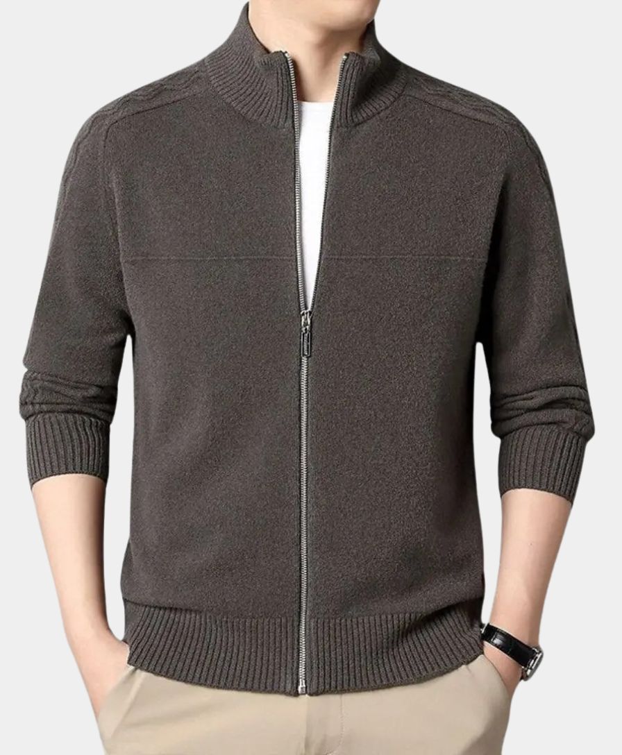 Pull en cachemire avec fermeture éclair et col montant - Leviana