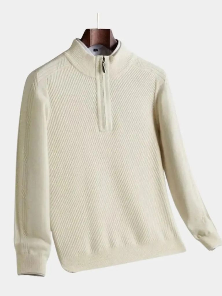 Pull en Laine à Fermeture Éclair Courte et Manches Courtes - Leviana