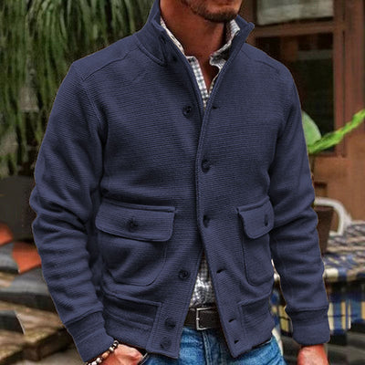 Veste pour homme à col montant en couleur unie