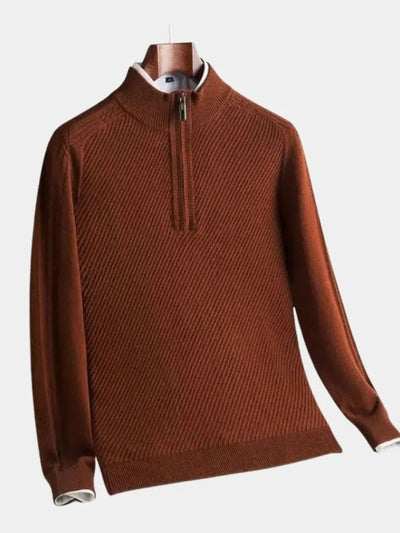 Pull en Laine à Fermeture Éclair Courte et Manches Courtes - Leviana