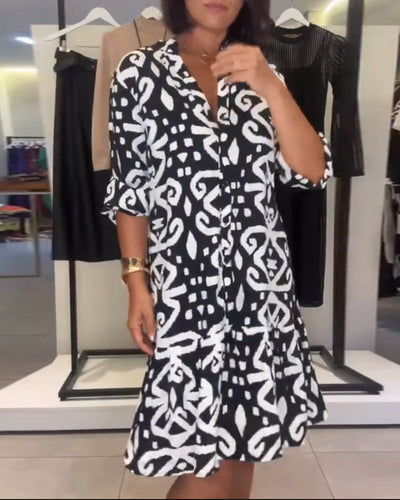 Solène | Robe Col En V Élégante Imprimée