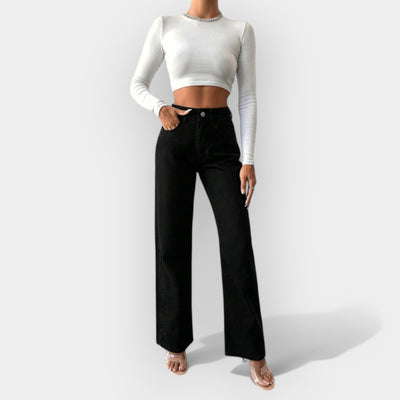 Jean Taille Haute avec Pantalon Large