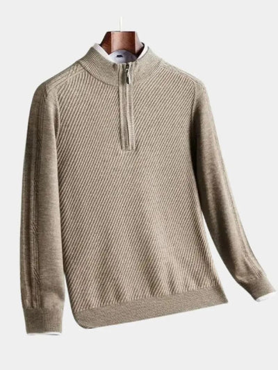 Pull en Laine à Fermeture Éclair Courte et Manches Courtes - Leviana