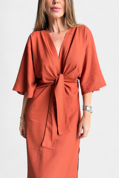 Daphné | Robe Casual avec Décolleté en V et Nœud Frontal