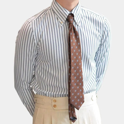 Chemise Rayée Rétro (Marine) - Leviana