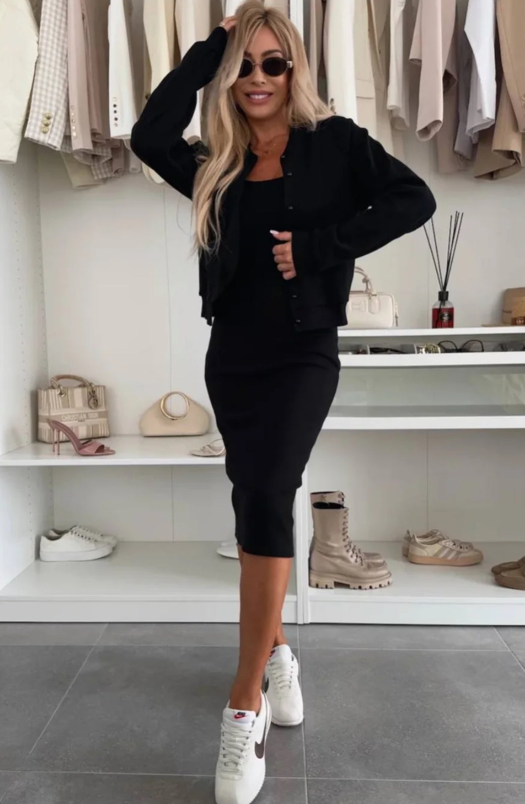 Karin™ | Robe midi en maille côtelée & ensemble bomber