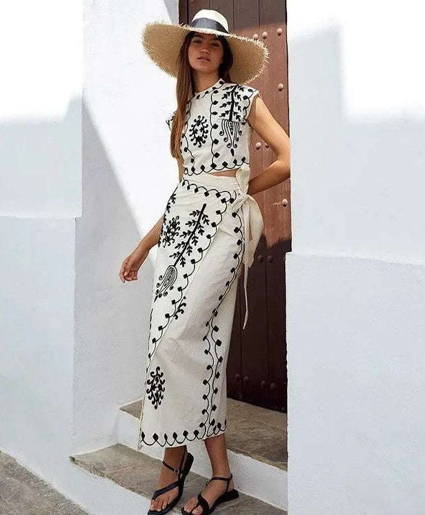 Camilla - Ensemble imprimé Top et Jupe