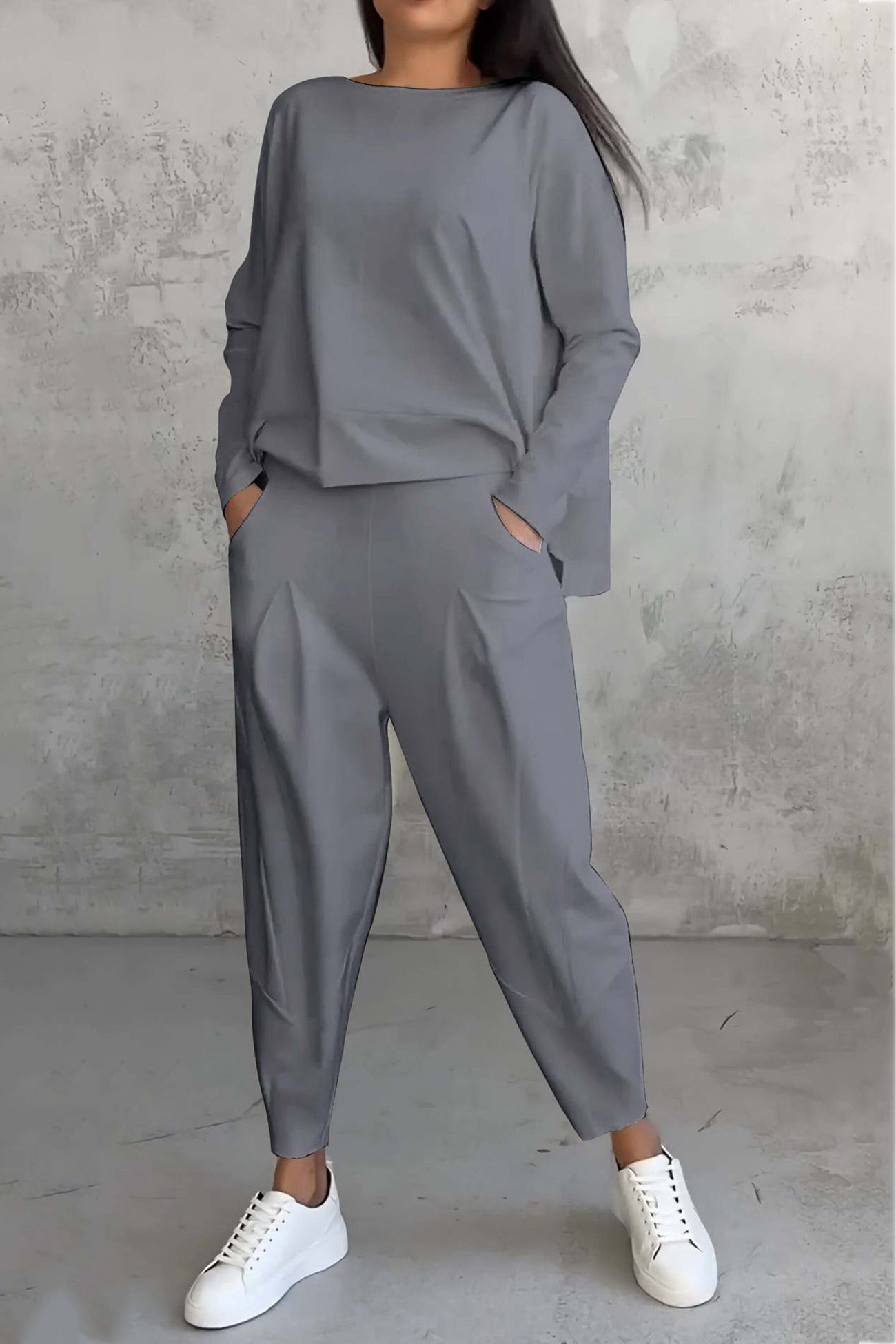 Ensemble Sweatshirt à Ourlet Irregulier