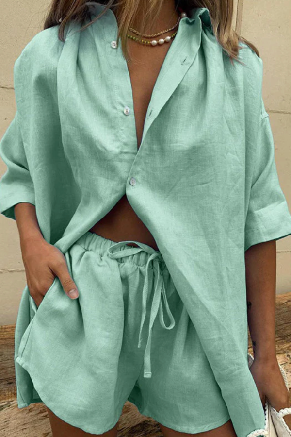 Amandine | Ensemble chemisier léger et pantalon large