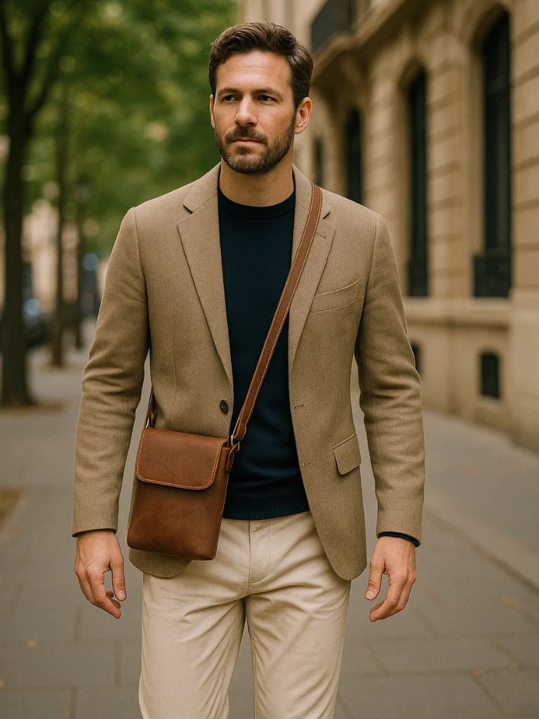 Sac à bandoulière mini en cuir pour hommes - Leviana