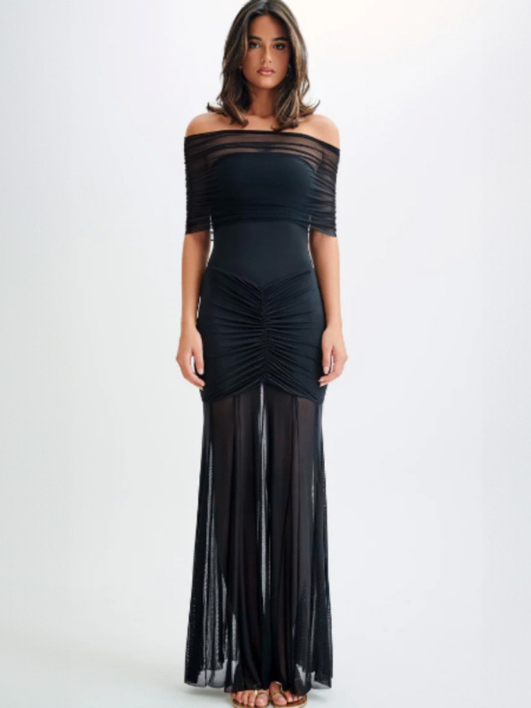 ROBE MAXI D'ÉLÉGANCE DÉCOLLETÉE