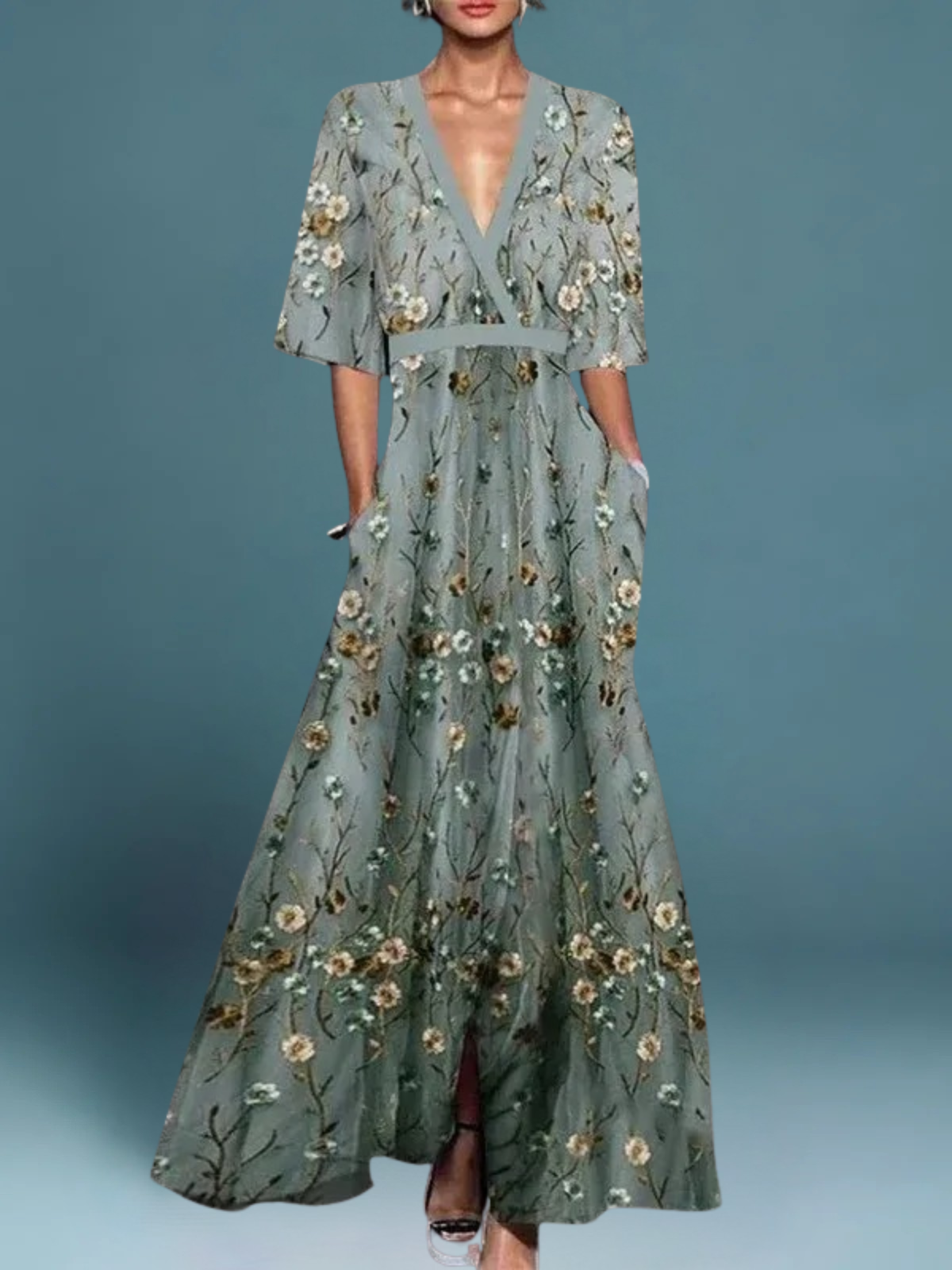 Océane | Robe Longue Élégante à Fleurs