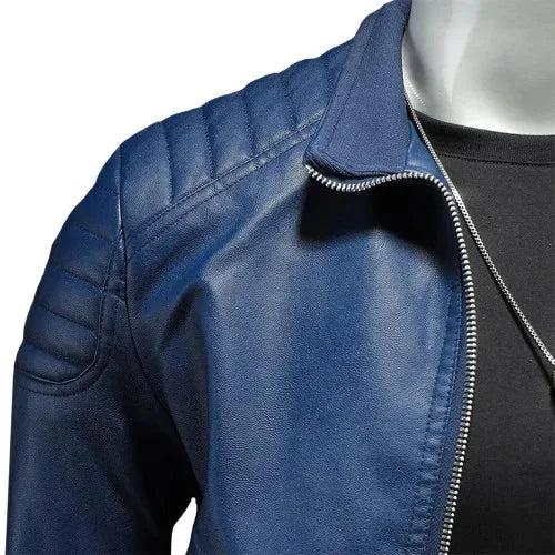 Maxime™ | Veste biker bleu élégant