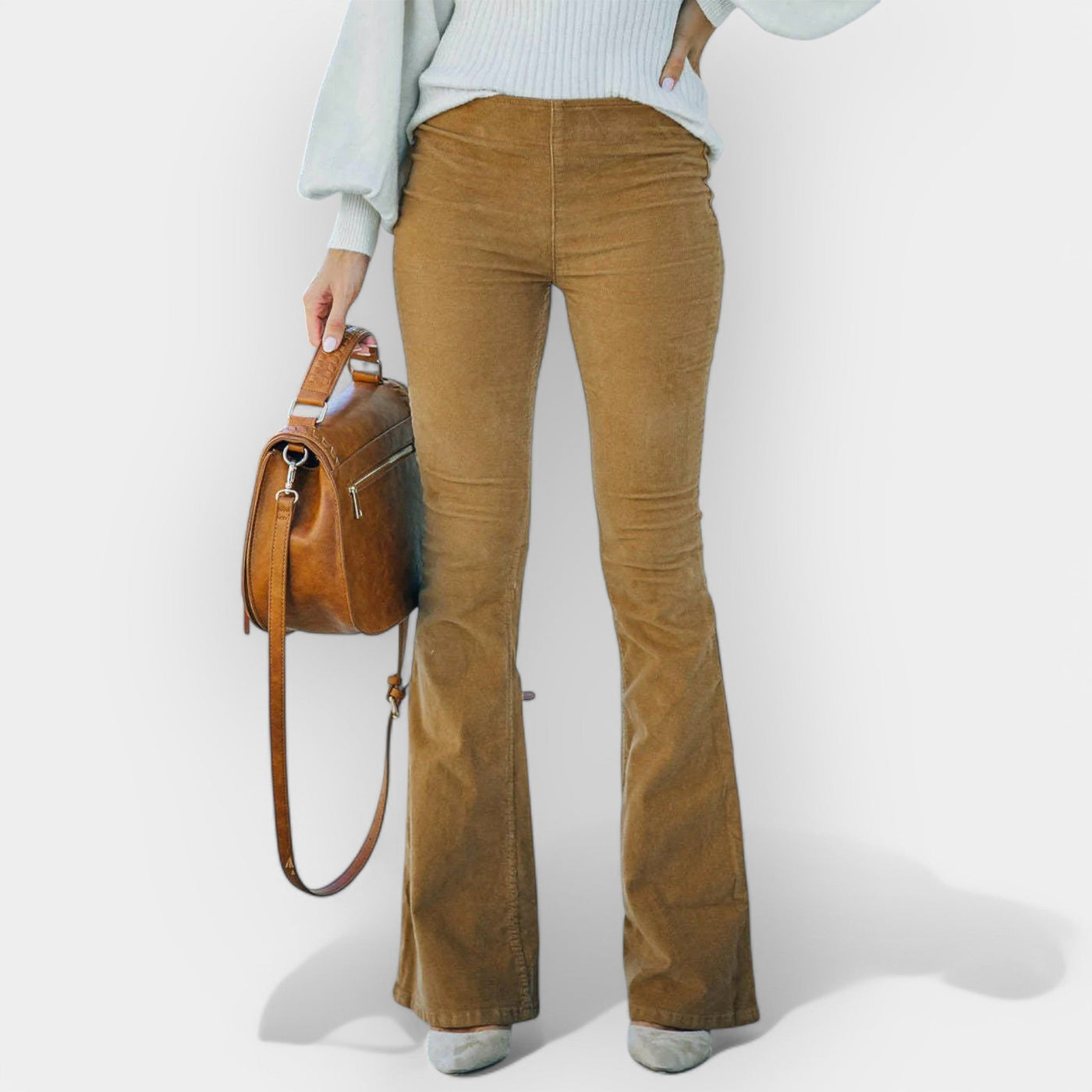 Pantalon Taille Haute avec Pattes d'Éléphant