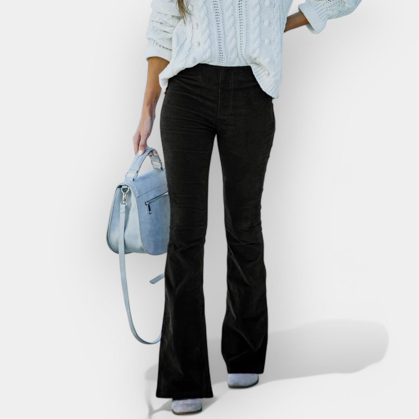 Pantalon Taille Haute avec Pattes d'Éléphant