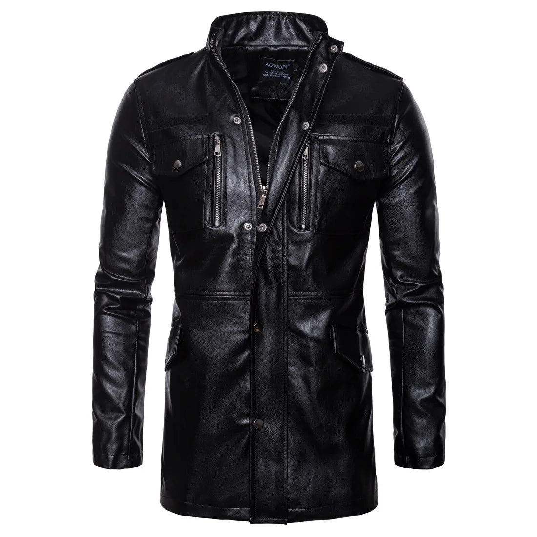 Victor™ | Manteau long noir au style militaire