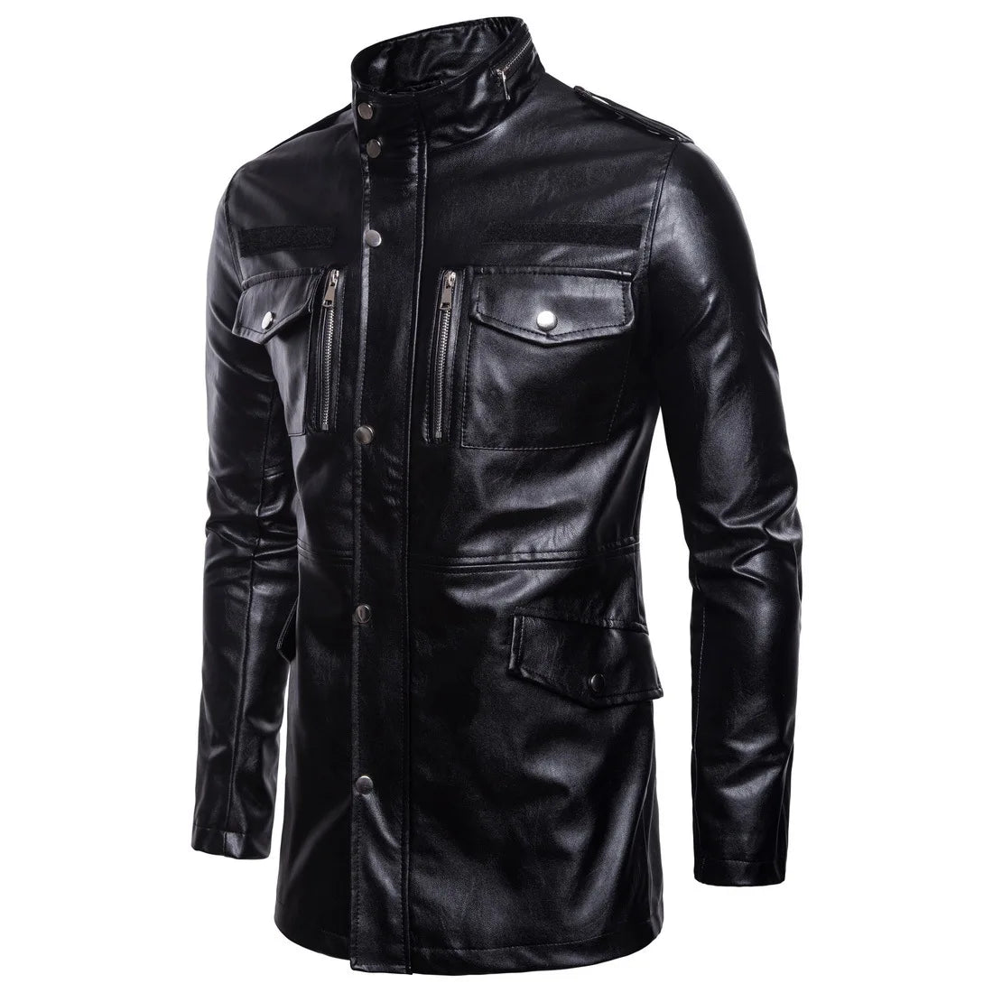 Victor™ | Manteau long noir au style militaire