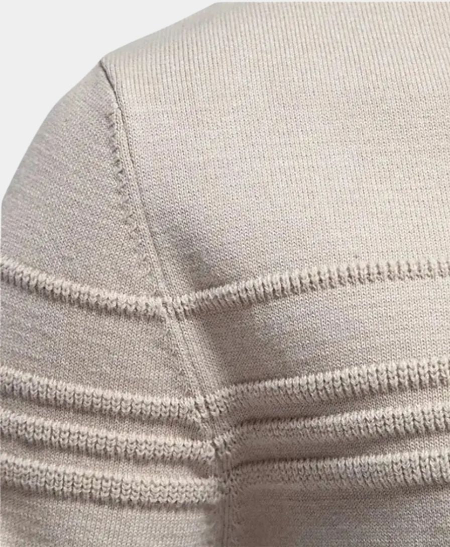 Pull en coton rayé tricoté à col rond - Leviana