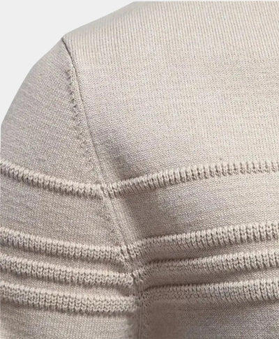 Pull en coton rayé tricoté à col rond - Leviana