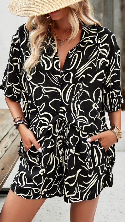 Noémie | T-shirt à motif et pantalon ample d’été