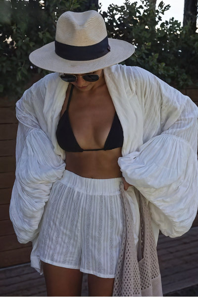 Faye | Ensemble élégant à manches bouffantes et pantalon taille haute