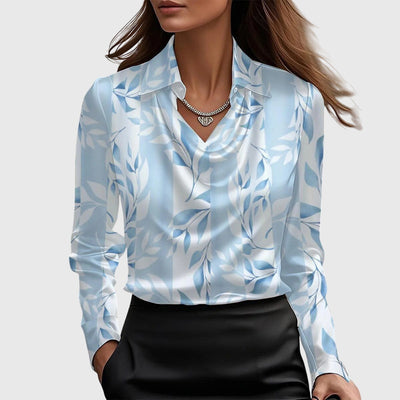 Sylvie | Blouse avec éclat luxueux et col plissé
