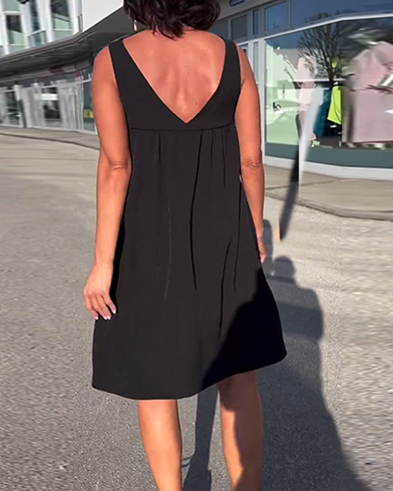 Hélène - Robe Sans Manches Unie Shift