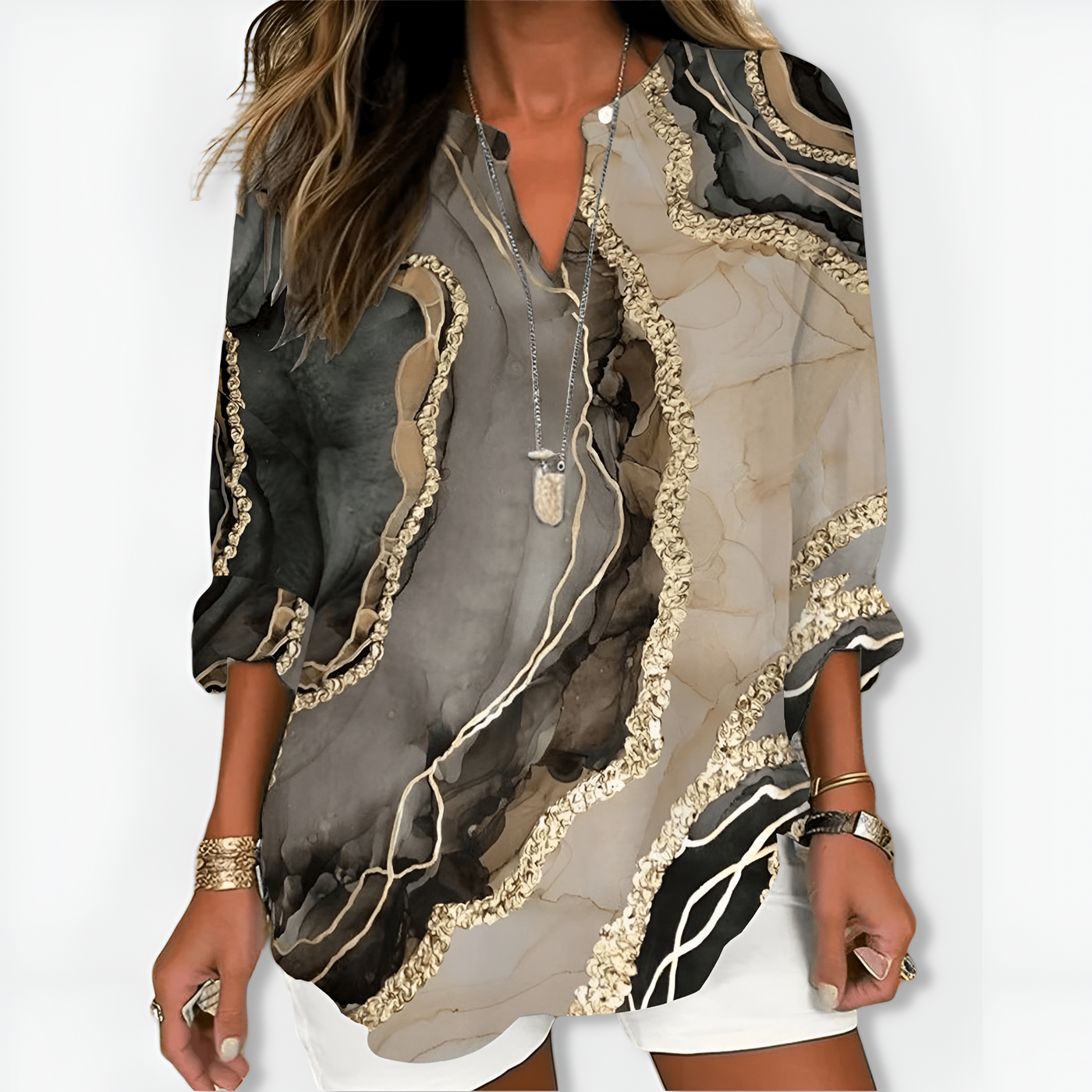 Annette™ | Col V Chic et Manches Longues