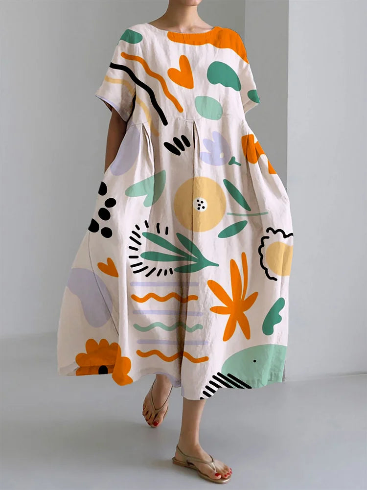 Milena | Robe Longue Colorée au Confort Léger et à l’Imprimé Artistique pour un Style Estival Unique