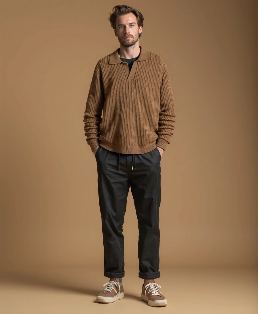 Pull en Polyester avec Col V - Leviana