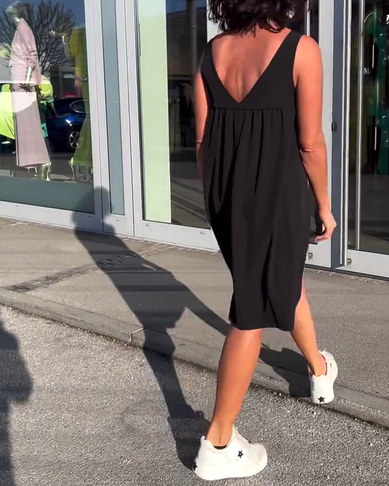 Hélène - Robe Sans Manches Unie Shift