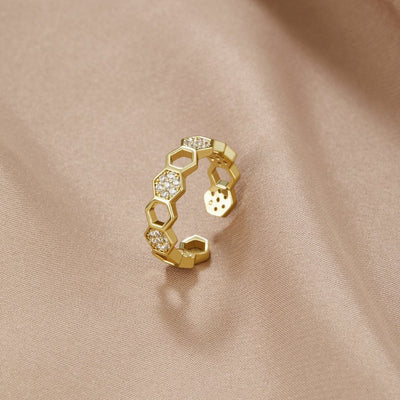 Abeille - Anneau en or et cristal