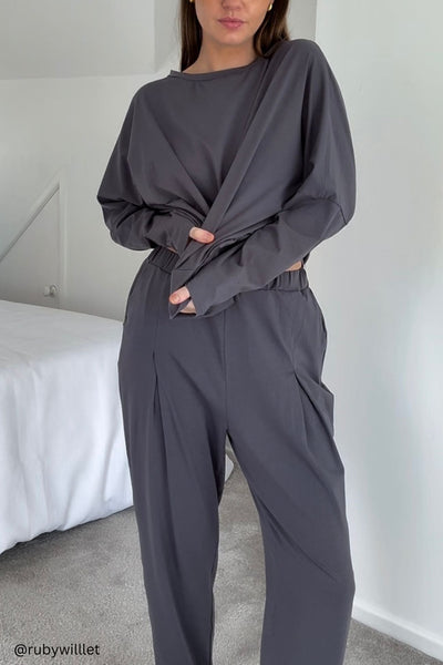 Ensemble Sweatshirt à Ourlet Irregulier