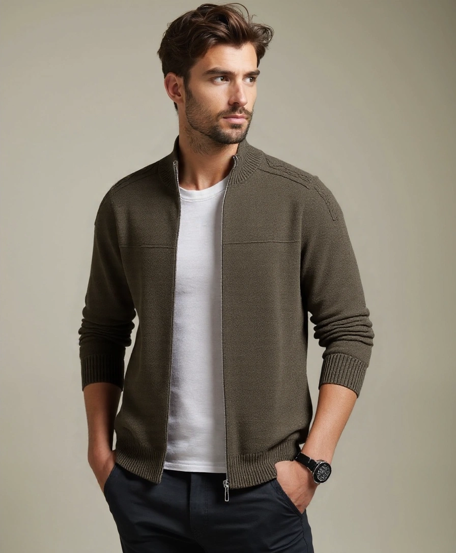 Pull en cachemire avec fermeture éclair et col montant - Leviana