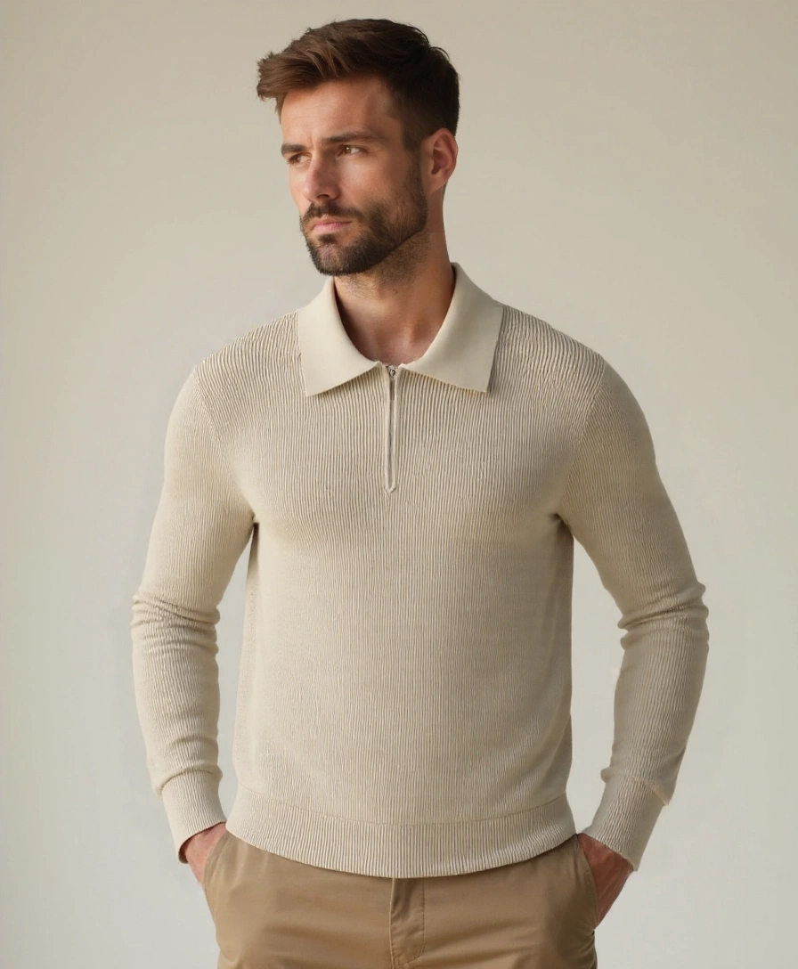 Pull Essential avec polo zippé - Leviana