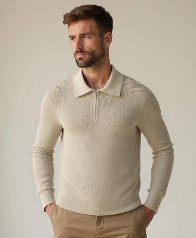 Pull Essential avec polo zippé - Leviana