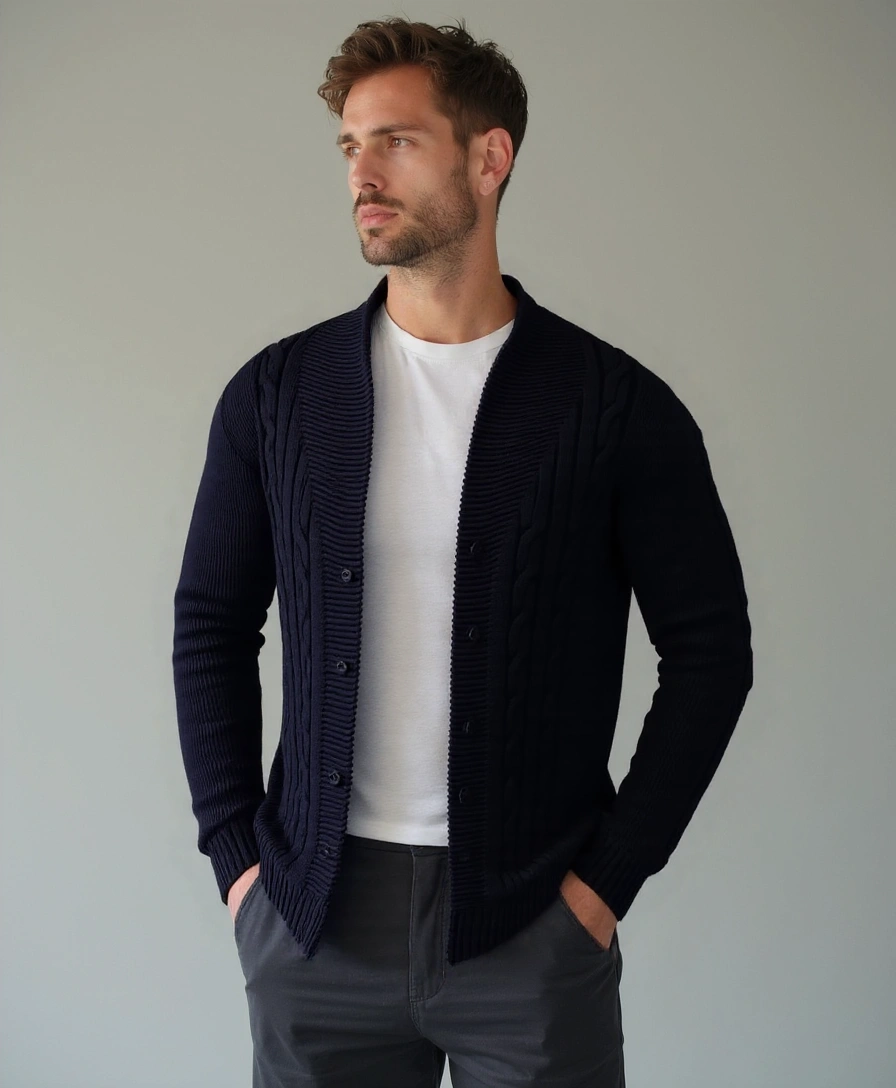Cardigan Tricoté Élégant pour Hommes - Leviana