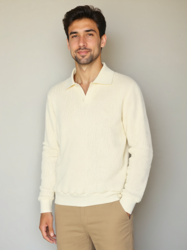 Pull polo pour homme avec col en V - Leviana