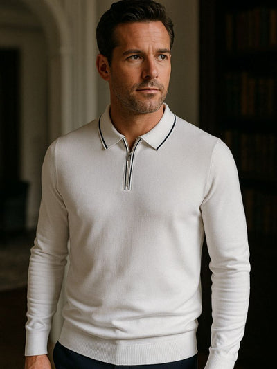 Polo à Manches Longues Élite Ivoire – Leviana