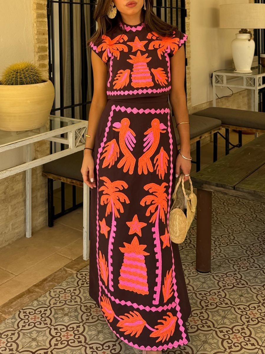 Katia | Ensemble haut et jupe imprimé chic