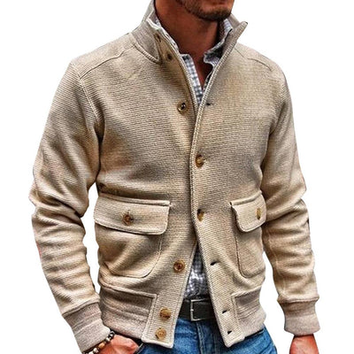 Veste pour homme à col montant en couleur unie