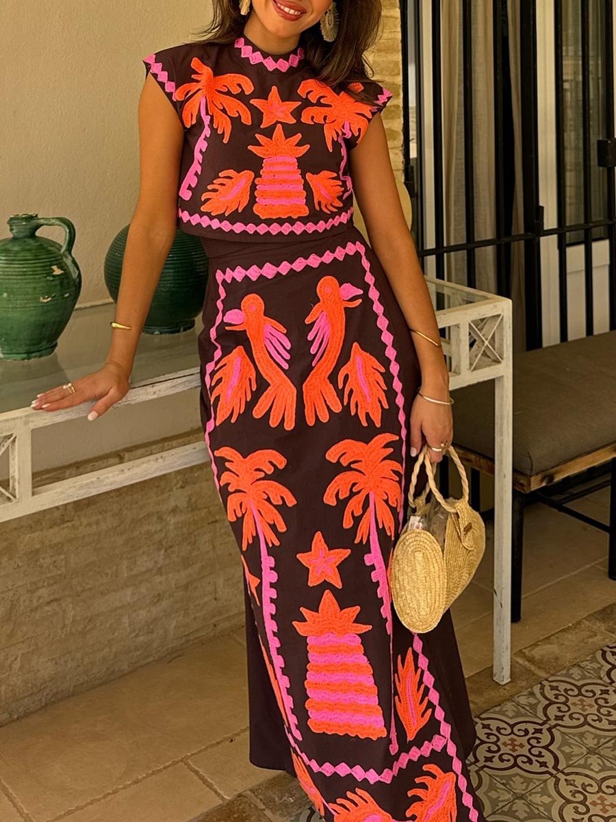 Katia | Ensemble haut et jupe imprimé chic