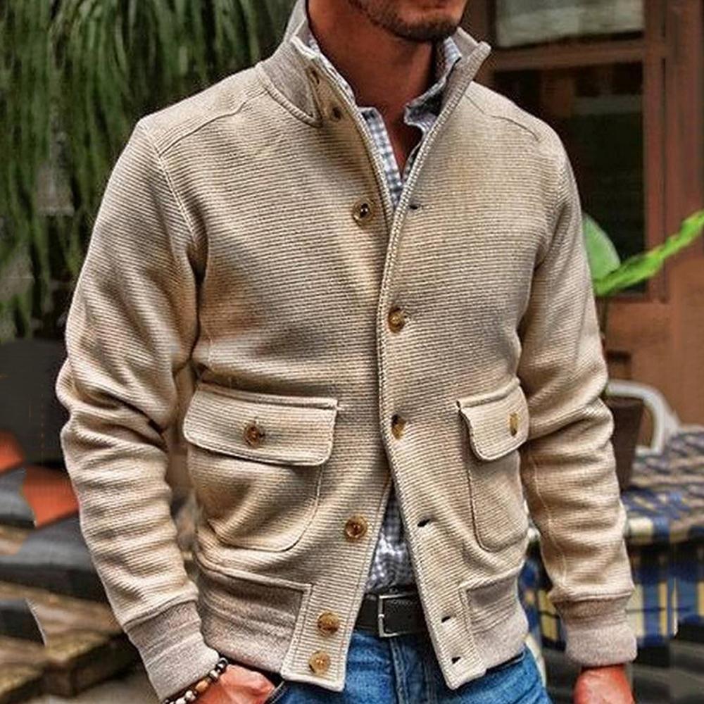 Veste pour homme à col montant en couleur unie