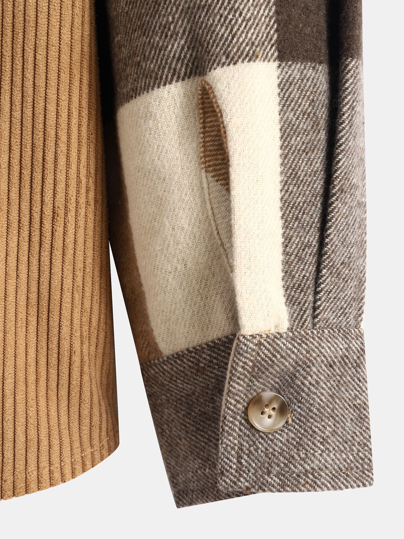 Chemise à capuche en flanelle à carreaux et en velours côtelé à coupe décontractée