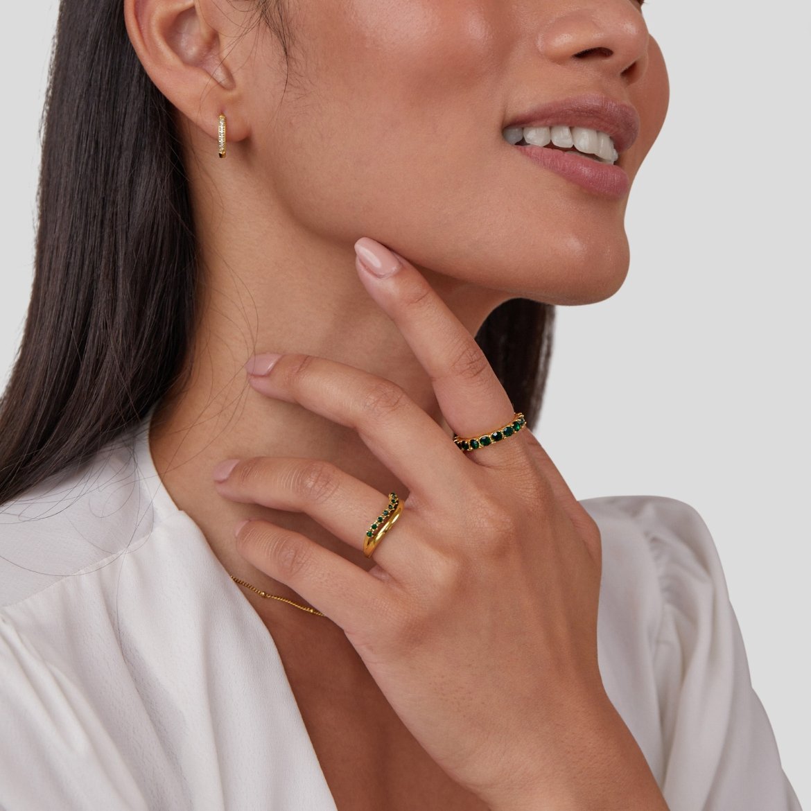 Mary - Bague superposée émeraude