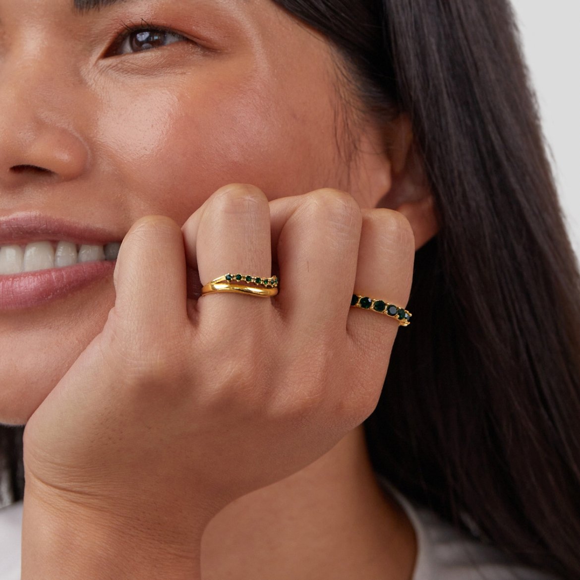 Mary - Bague superposée émeraude