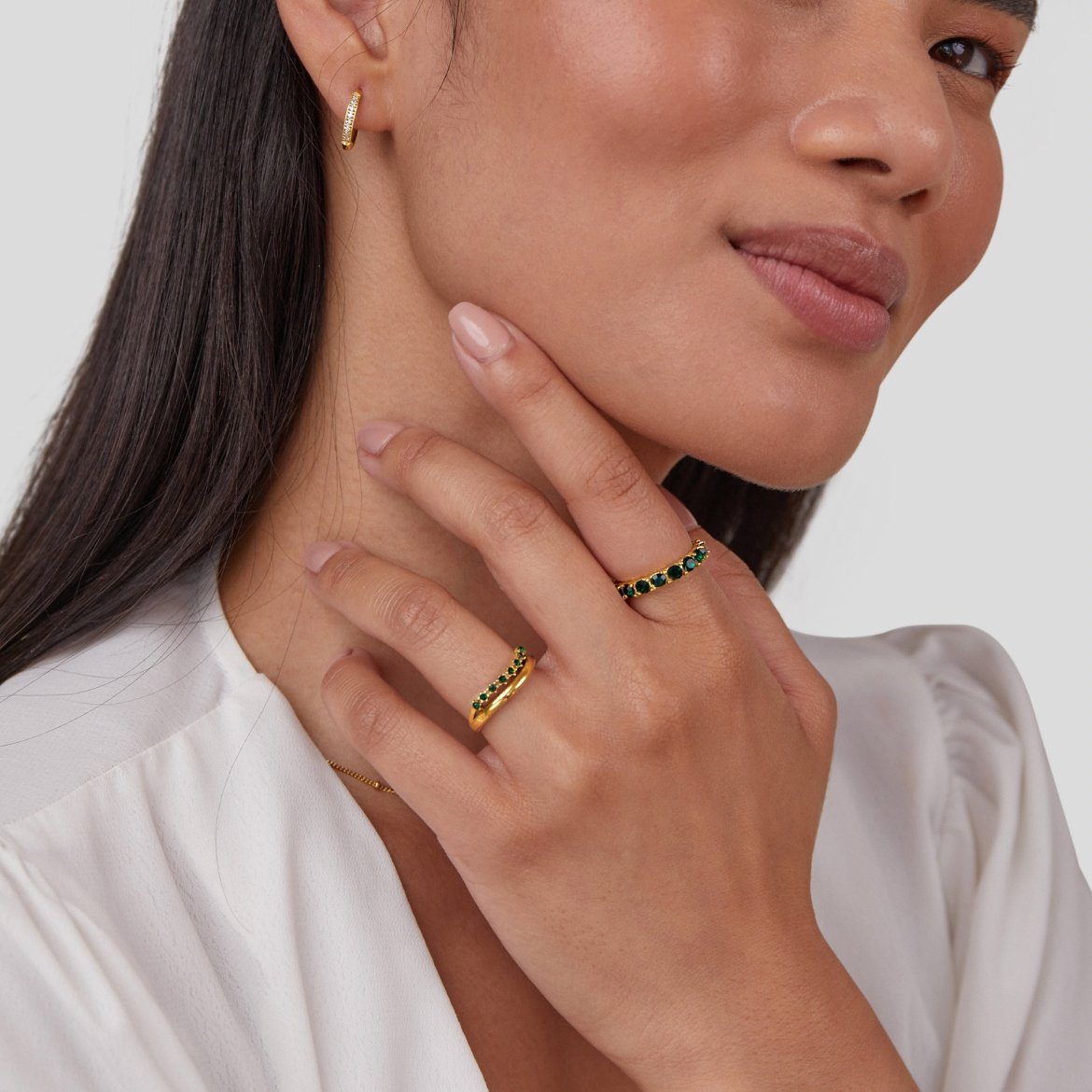 Mary - Bague superposée émeraude