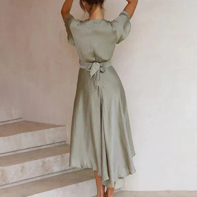 Rosella™ | Robe Midi Élégante avec Manches Flutter